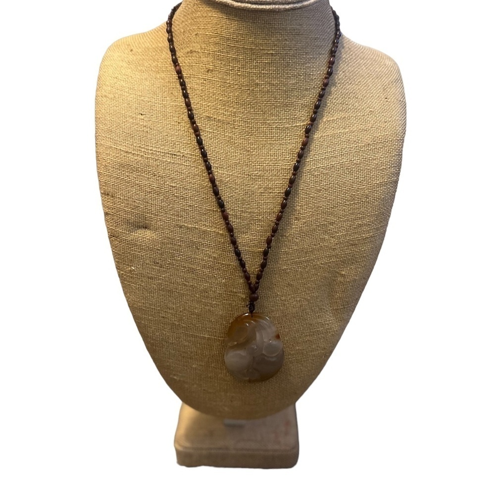 Chinese Nephrite Jade Natural‎ Carved Lucky Cloud Unisex Pendant Necklace